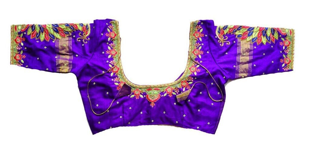 4Womens Hand Embroidery Maggam Work Blouse (Purple Colour)